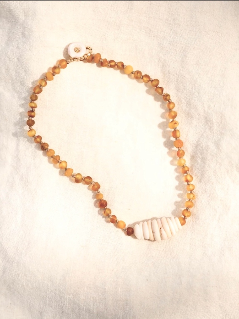 Puka Perri Yellow Jade Puka Shell Necklace